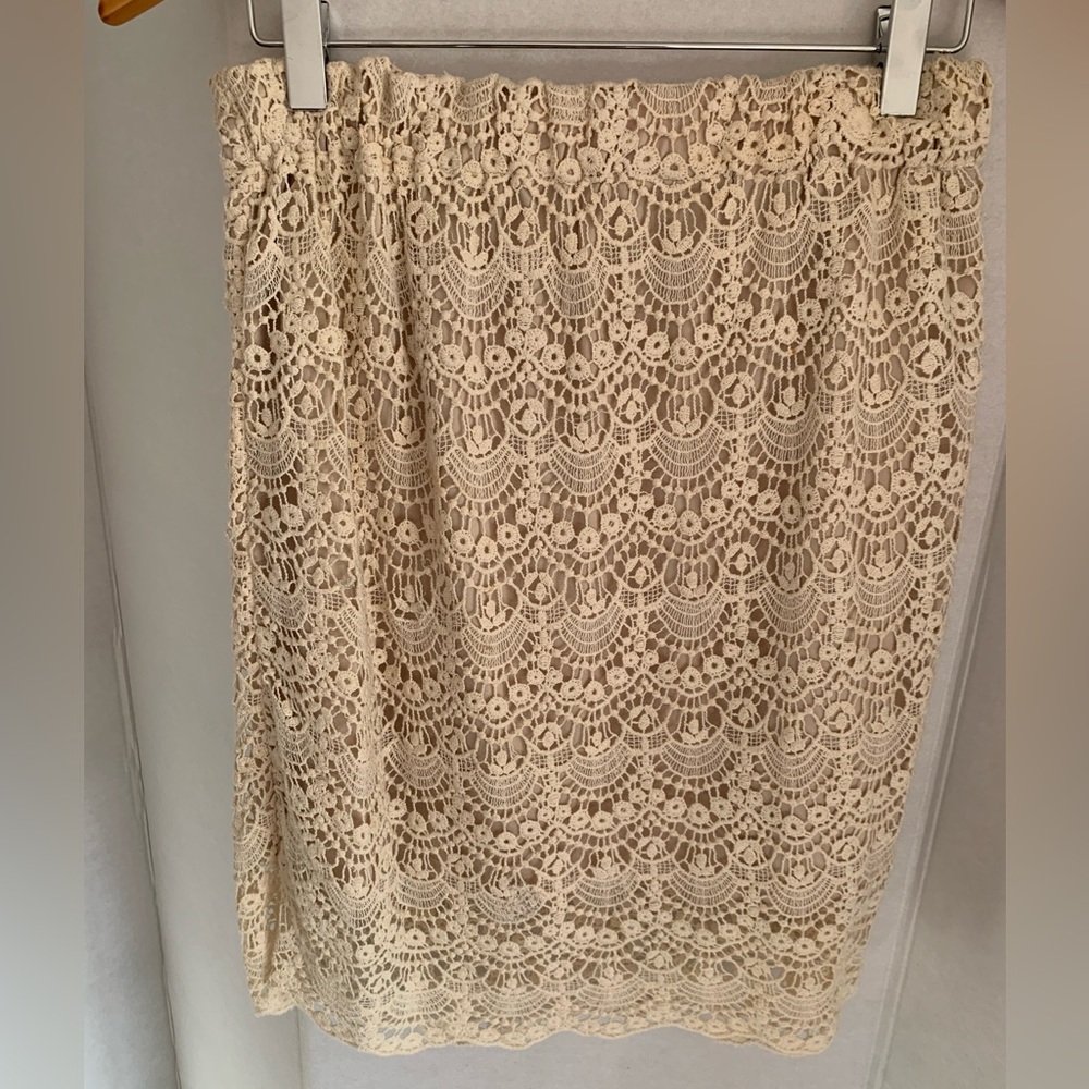 Delicious Tan Cream Smocked Pencil Skirt